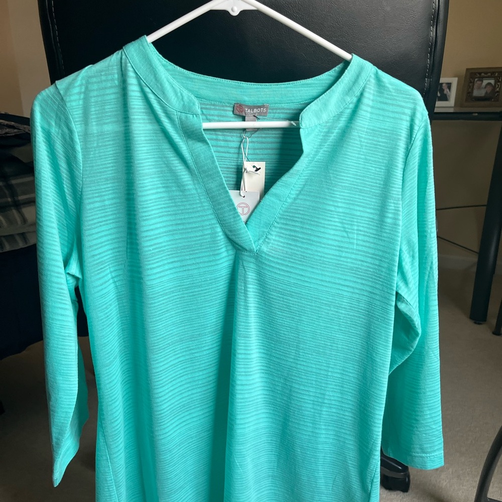 Talbots Aqua Textured V-Neck Tunic